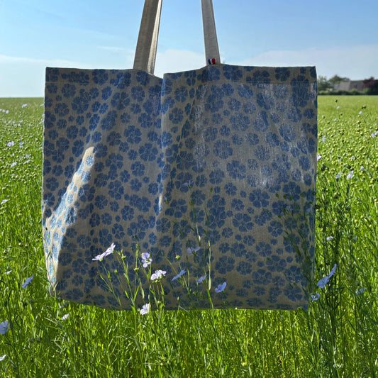 Cabas Guillaume - Fleurs Bleues-Lin de France