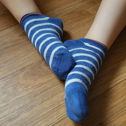 Mini-socquettes Femme - Rayures bleu et blanc