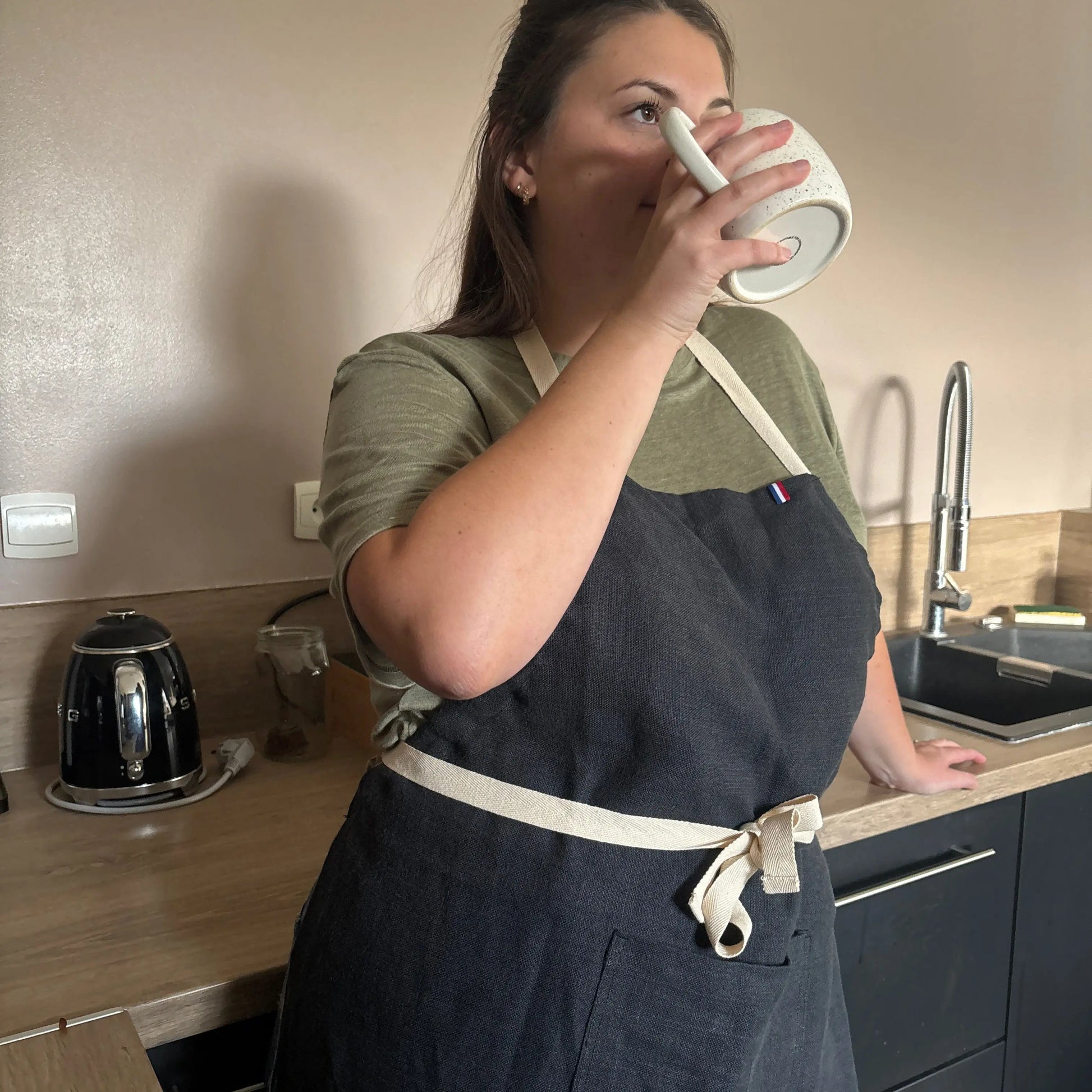 Tablier de cuisine Florentin - Bleu Marine Lin de France