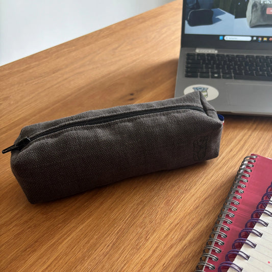 Trousse à stylo Émeline - Gris Foncé Lin de France