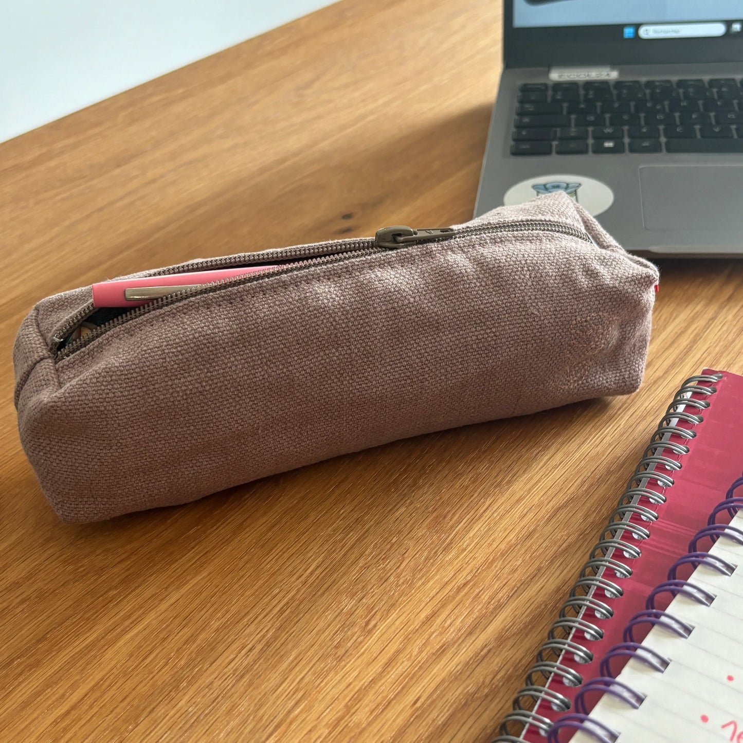 Trousse à stylo Émeline - Taupe Lin de France
