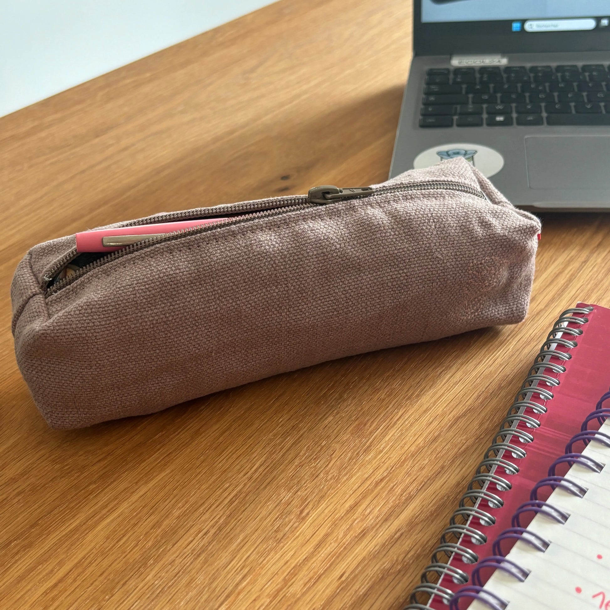 Trousse à stylo Émeline - Taupe Lin de France