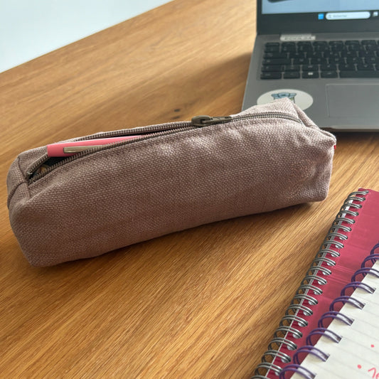 Trousse à stylo Émeline - Taupe Lin de France