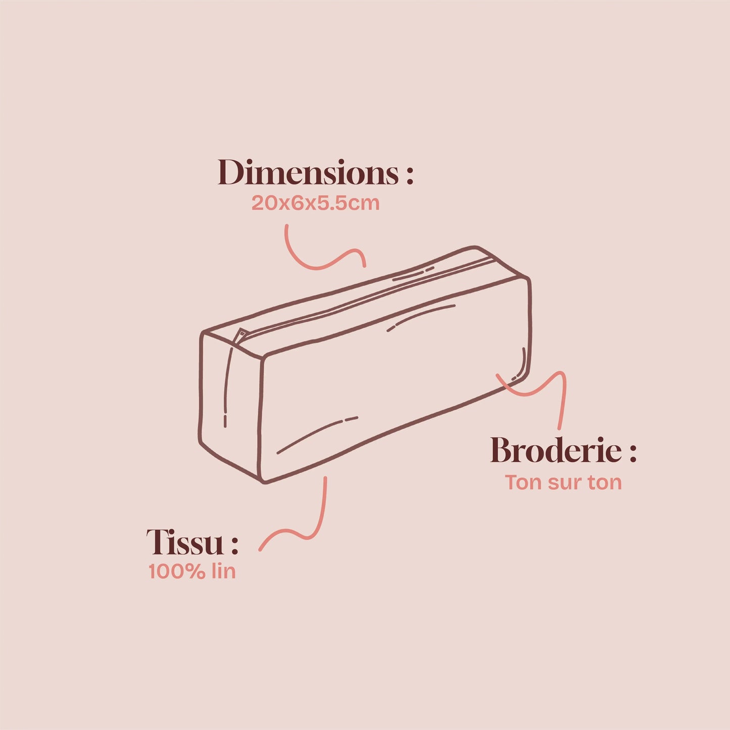 Trousse à stylos Émeline - Taupe Lin de France