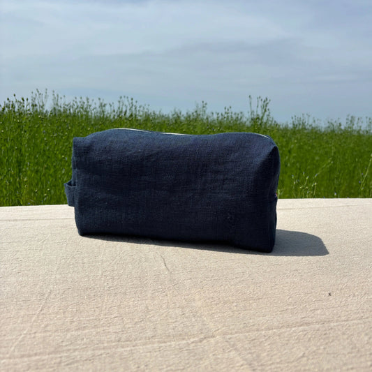Trousse de toilette Aglaé - Bleu Marine Lin de France