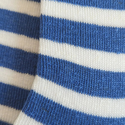 Chaussettes Homme - Rayé bleu et blanc - Lin de France
