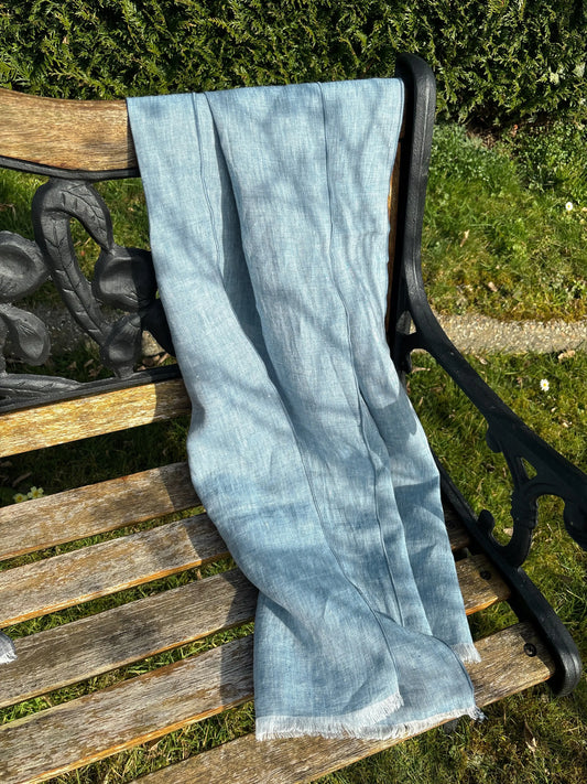 Chèche Bleu Clair Lin de France
