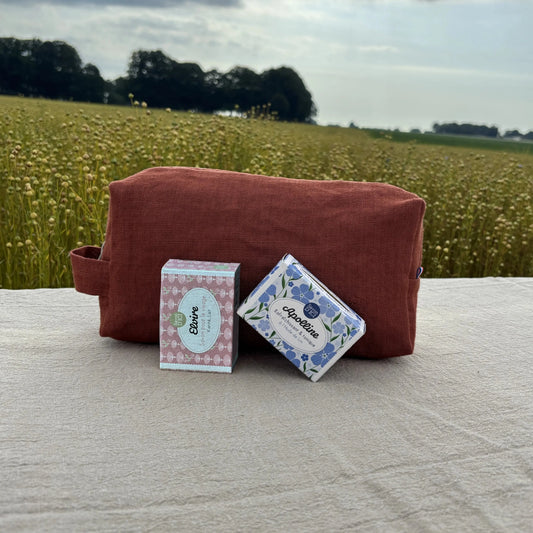 Duo Lin Normand : Trousse Cayenne & Savons-Lin de France