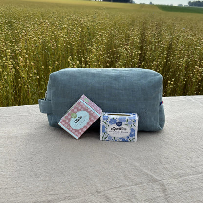 Duo Lin Normand : Trousse Céladon & Savons-Lin de France