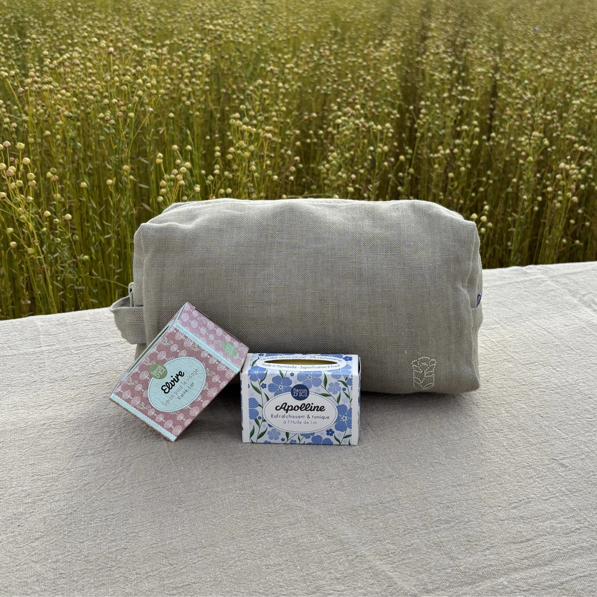Duo Lin Normand : Trousse Naturel & Savons-Lin de France