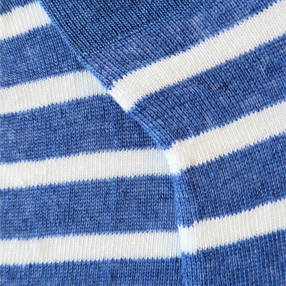 Mini-socquettes Femme - Rayures bleu et blanc - Lin de France