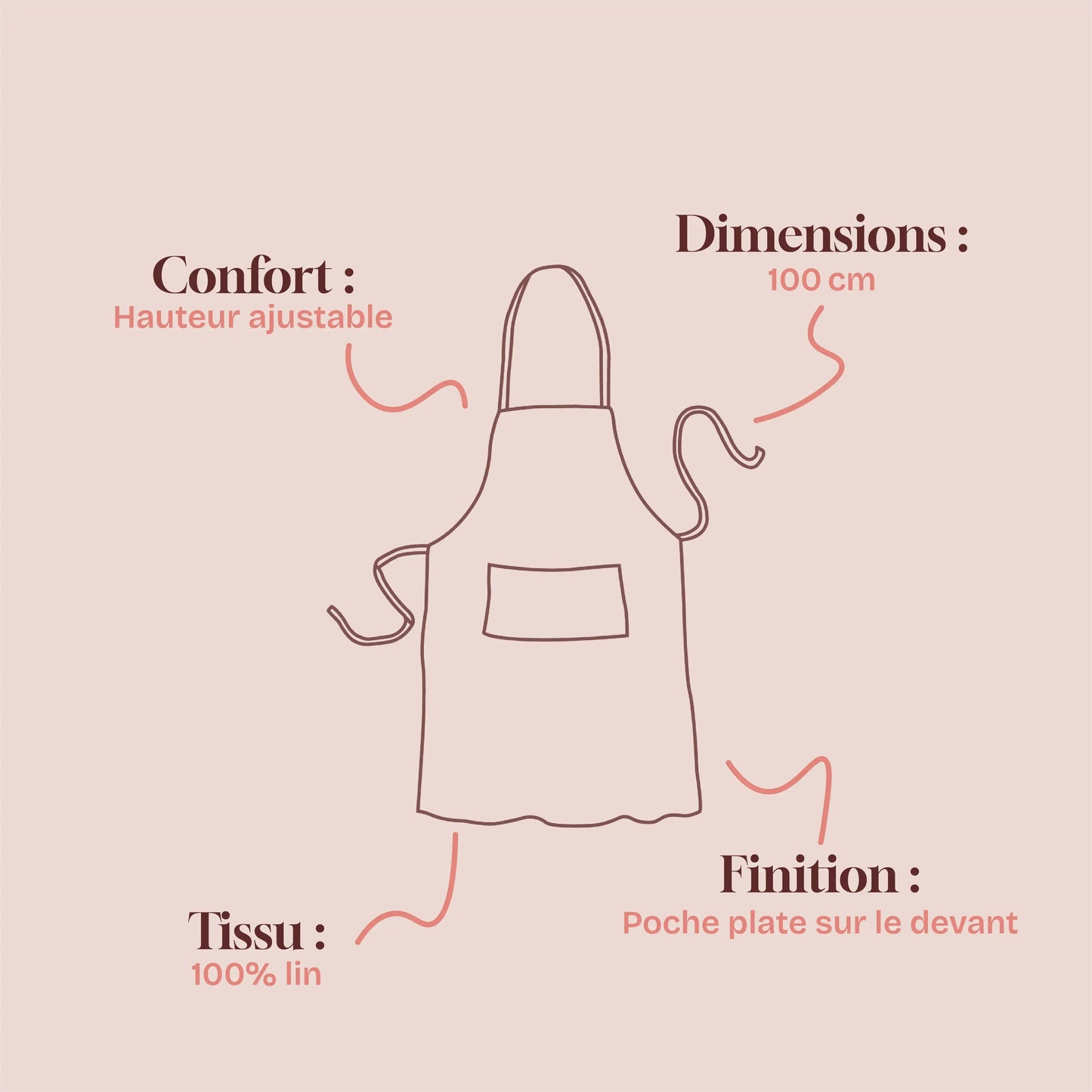 Tablier de cuisine Florentin - Naturel Lin de France