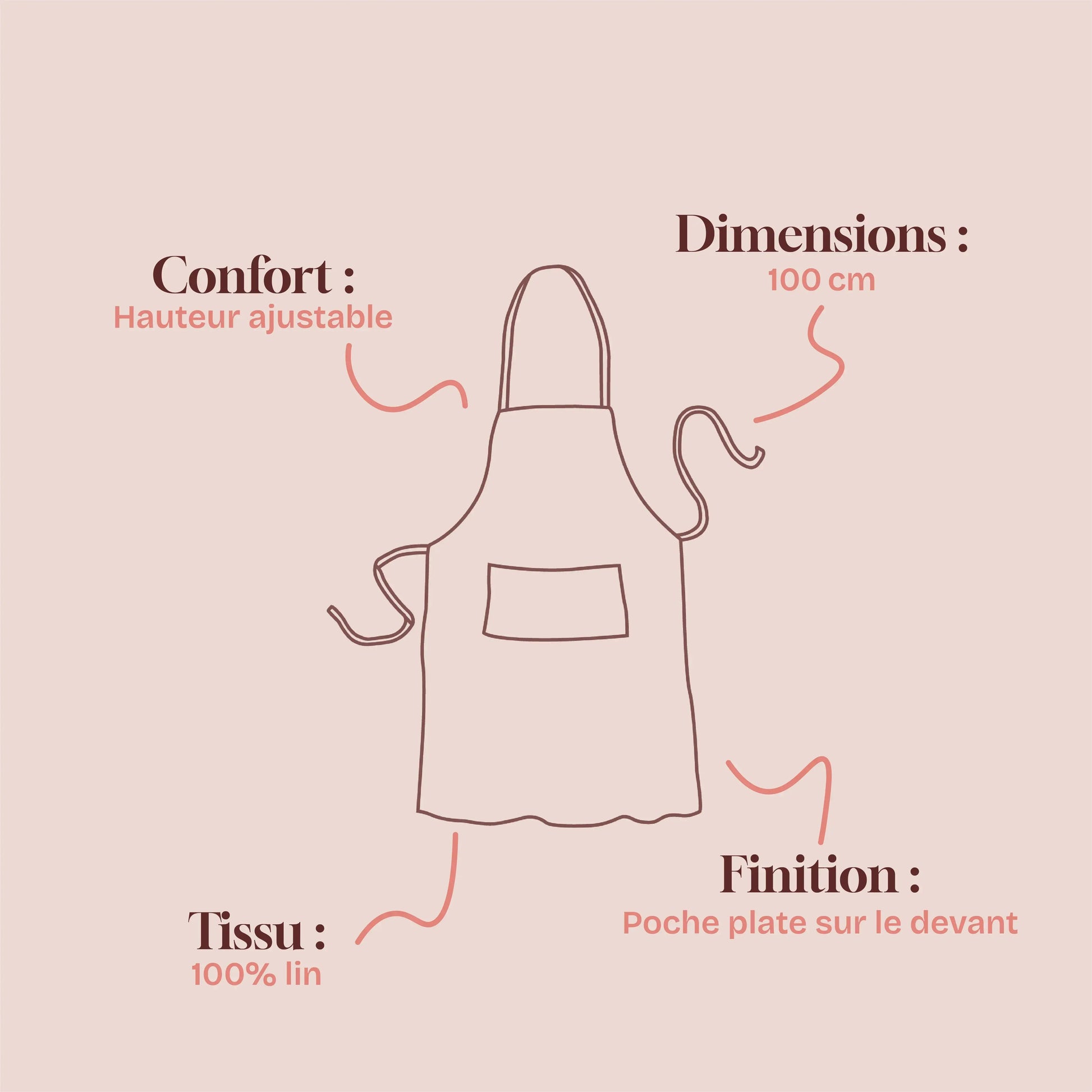 Tablier de cuisine Florentin - Naturel Lin de France