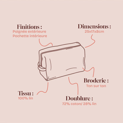Trousse de toilette Aglaé - Rose Lin de France